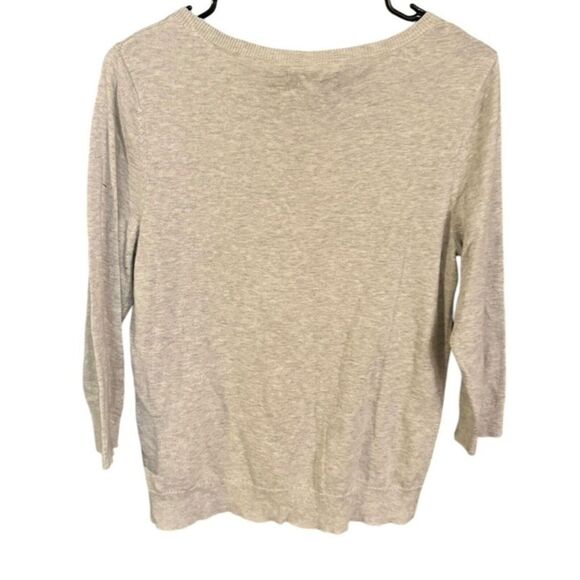 Womens Elle Size Medium Gray Sweater Faux Pearl Winter Work Business Holiday - Picture 3 of 10